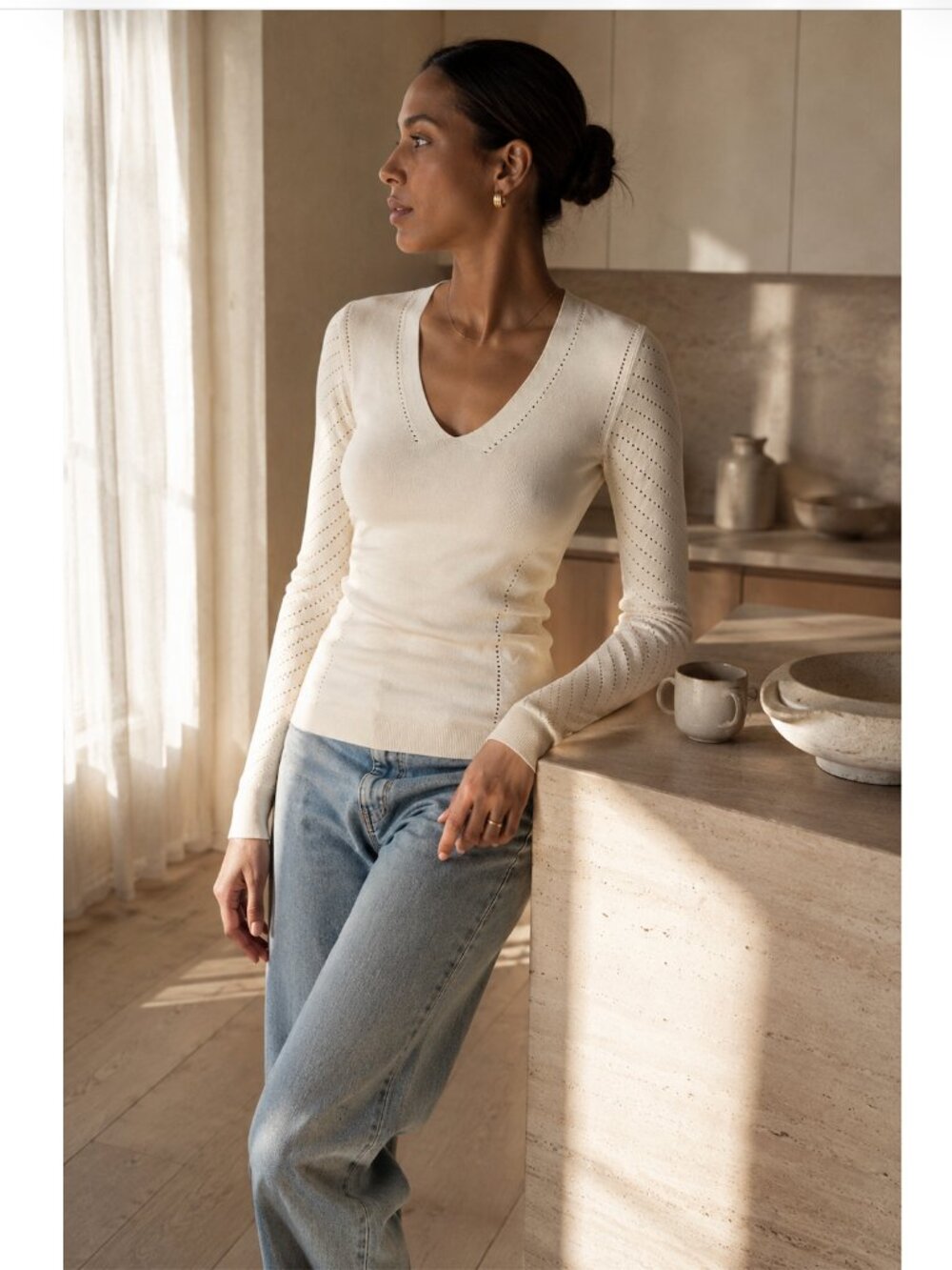 NWT MAX MARA NADAR OPEN KNIT V-NECK LONG SLEEVES PULL TOP